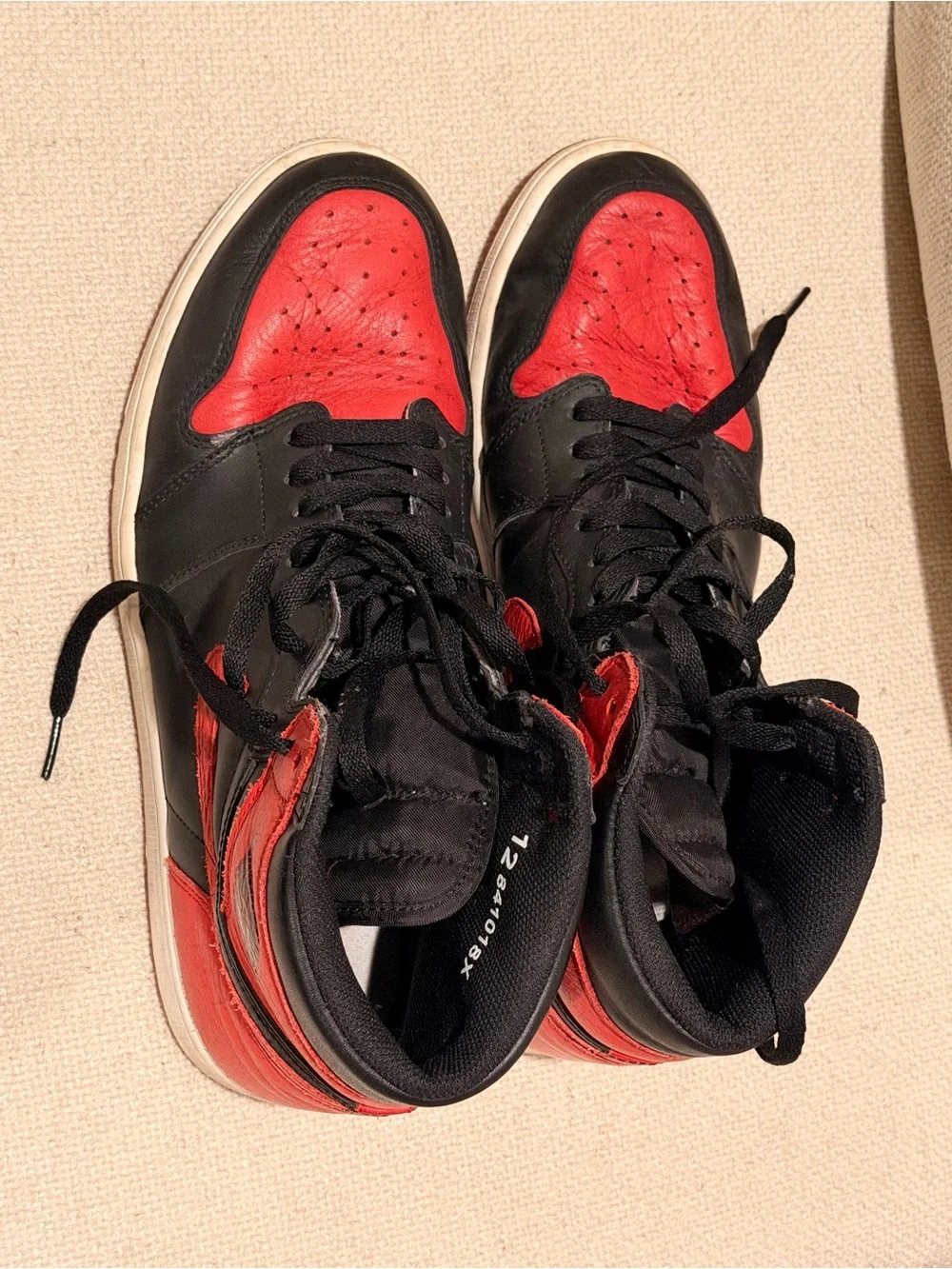 Jordan 1 bred high top sneakers